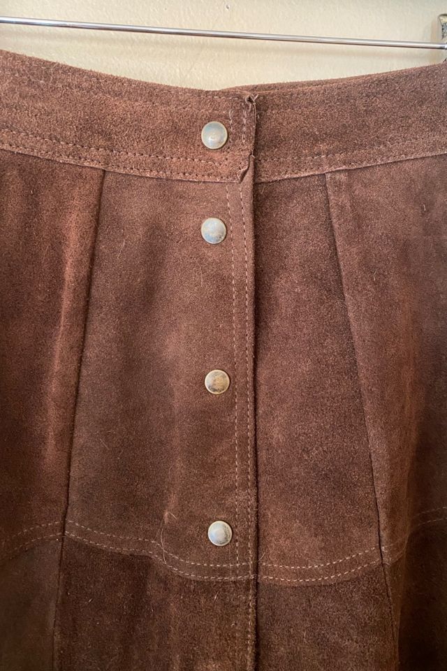 1970s Chocolate Suede Brass Snap Skirt Selected By Ritual Vintage #3