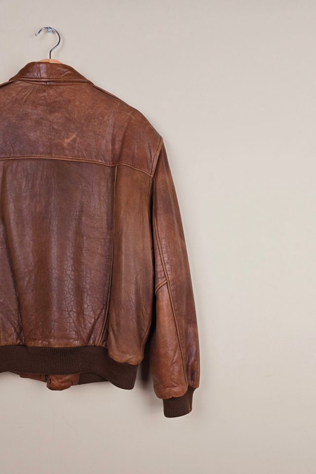 90s Vintage Aviation Style Glazed Brown Leather Jacket (FP42) selected by The Igala NYC #3