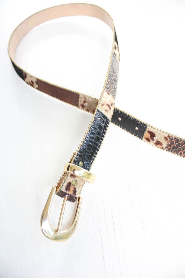 Vintage Animal Print Snakeskin Leather Belt Selected By Moons + Junes Vintage #1