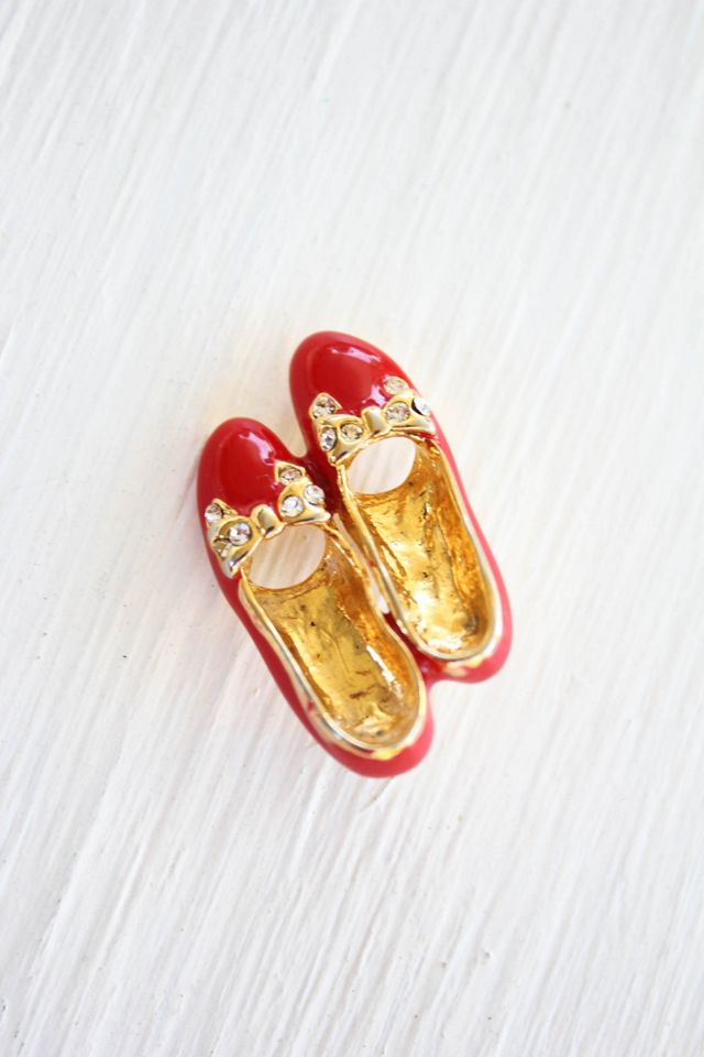 Vintage Ruby Red Slippers Brooch Pin Selected By Moons + Junes Vintage #1