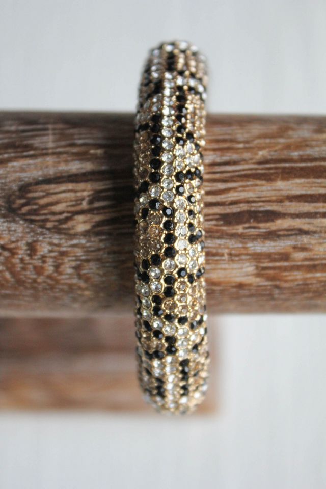 Vintage Rhinetstone Snake Print Gold Bangle Selected By Moons + Junes Vintage #1