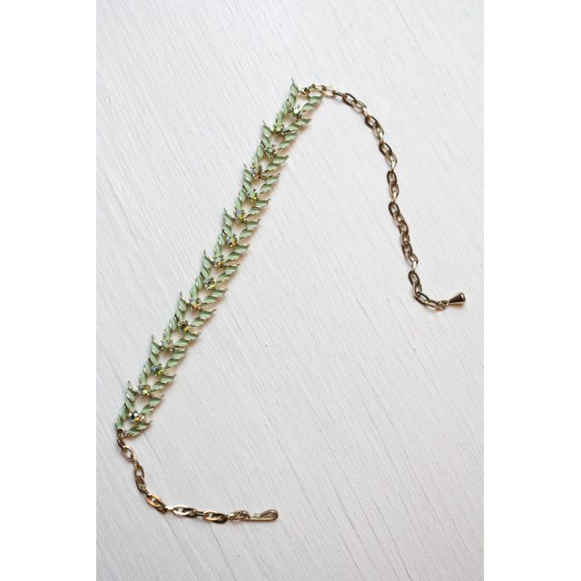 Vintage Mint Green Rhinestone Choker Necklace Selected By Moons + Junes Vintage #2