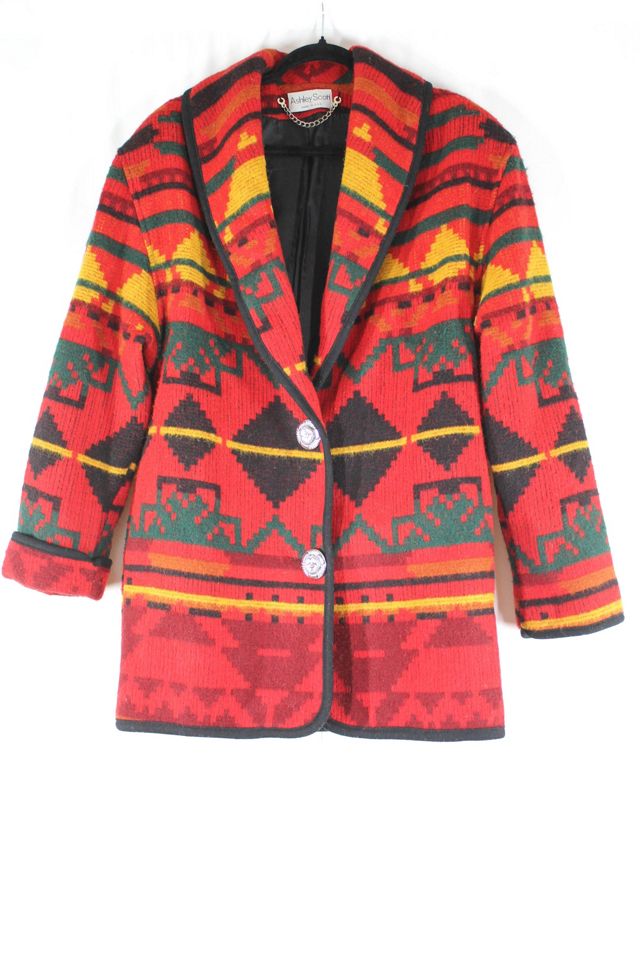 1980s Southwestern Red Wool Blazer Jacket Selected By Moons + Junes Vintage #3
