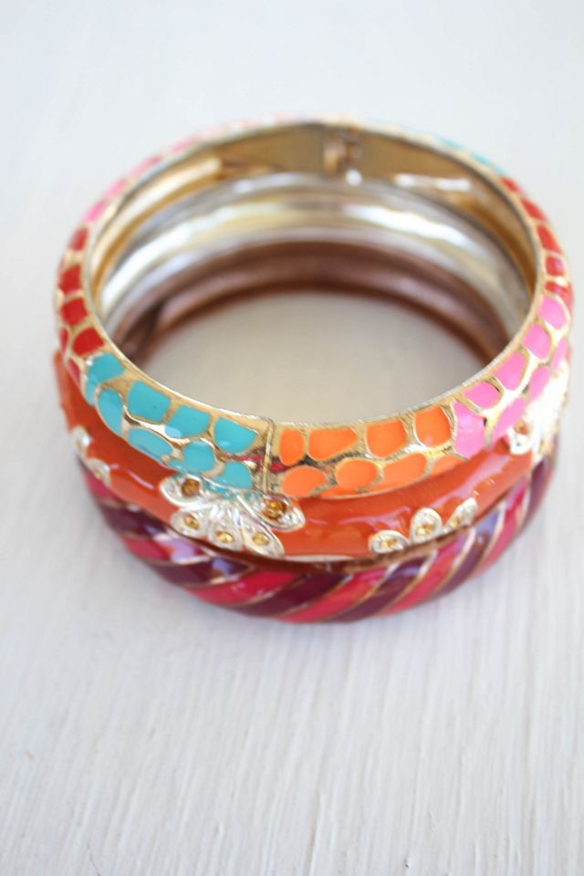 Vintage Enamel Bangle Bracelet Stack Selected By Moons + Junes Vintage #2
