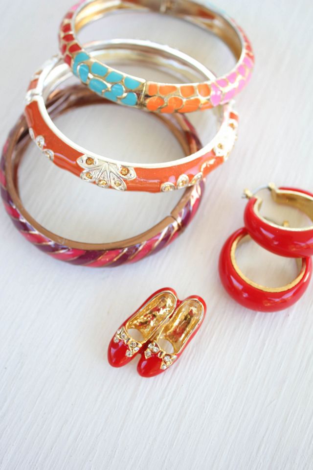 Vintage Enamel Bangle Bracelet Stack Selected By Moons + Junes Vintage #3