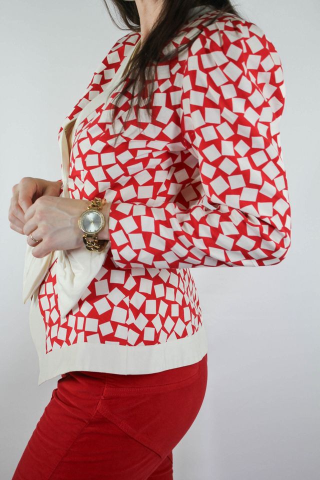 1980s Red Checkered Bow Blouse Selected By Moons + Junes Vintage #3