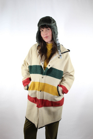 Vintage Woolrich Striped Hudson Bay Wool Hooded Jacket Selected By Moons + Junes Vintage