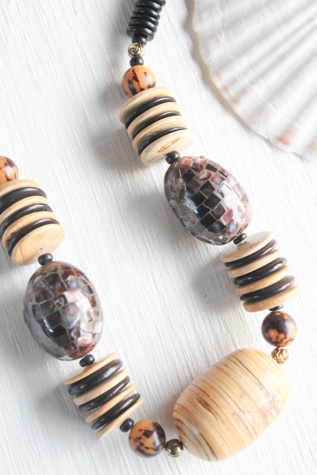 Женские колье Moons + Junes Vintage Abalone Bohemian Wooden Beaded Selected, цвет: Разноцветный — фото 3