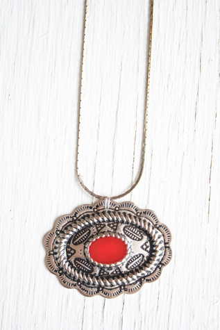 Vintage Western Silver Medallion Necklace Selected By Moons + Junes Vintage