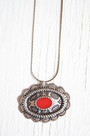 Vintage Western Silver Medallion Necklace Selected By Moons + Junes Vintage