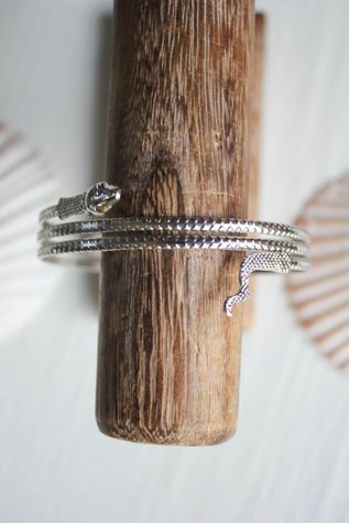 Vintage Silver Snake Arm Band Bracelet Selected By Moons + Junes Vintage