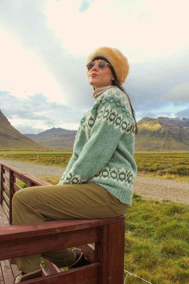 Vintage Icelandic Wool Seafoam Knit Sweater Selected By Moons + Junes Vintage #1