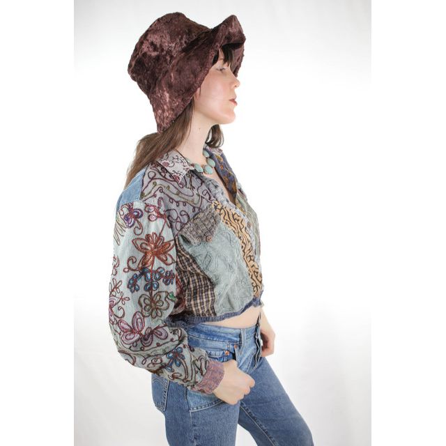Vintage Brown Faux Fur Velvet Bucket Hat Selected By Moons + Junes Vintage #2