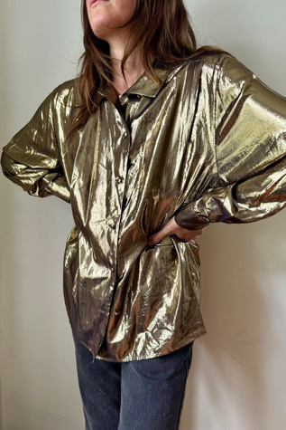 90's Gold Lamé Blouse Selected by Wax Plant