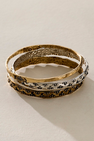 Organic Bangle Set by Free People in Gold