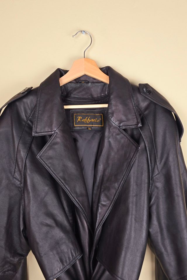 Vintage Leather Trench Coat with Belt (FP82) Selected By The Igala NYC #1