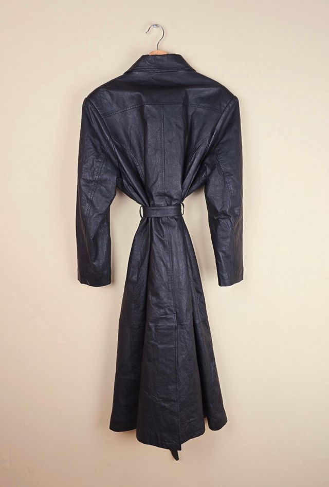 Vintage double breasted leather trench w belt (FP80) Selected By The Igala NYC #2