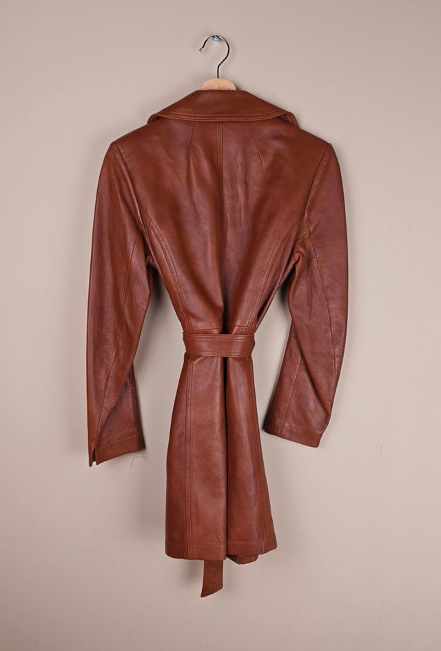 Vintage Brown Leather Trench Coat  Selected By The Igala NYC #2