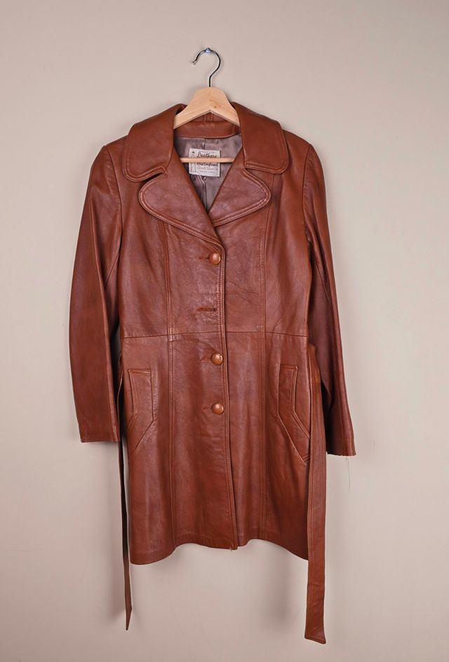 Vintage Brown Leather Trench Coat  Selected By The Igala NYC #3