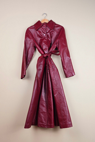 Vintage Burgundy Leather Trench Coat  Selected By The Igala NYC