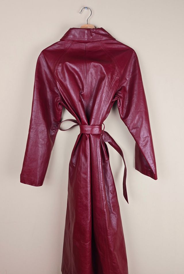 Vintage Burgundy Leather Trench Coat  Selected By The Igala NYC #2