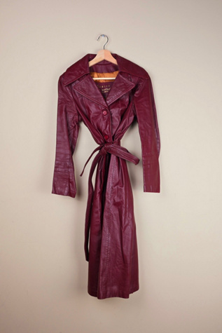 Vintage Burgundy Leather Trench Coat  selected by The Igala NYC