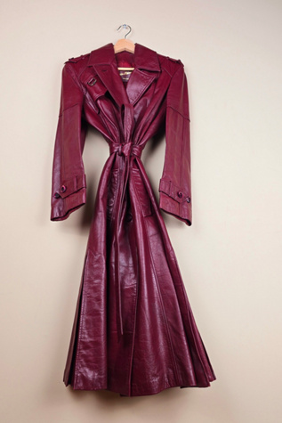 Vintage Burgundy Leather Trench Coat  selected by The Igala NYC