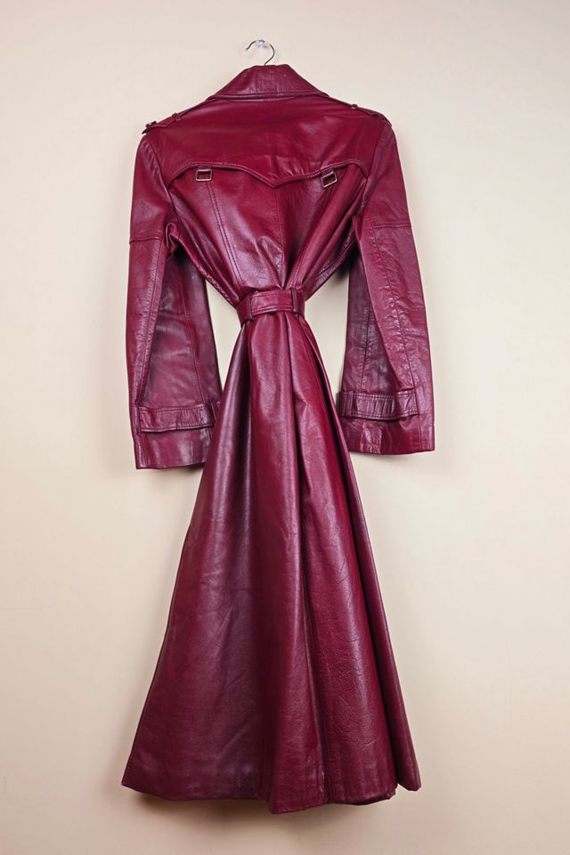 Vintage Burgundy Leather Trench Coat  selected by The Igala NYC #2