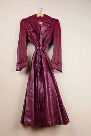Vintage Burgundy Leather Trench Coat  selected by The Igala NYC