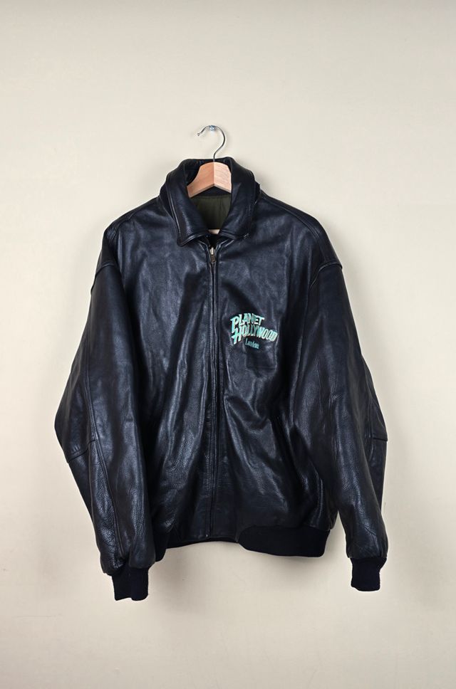 PLANET HOLLYWOOD ♫ レザージャケット XL 黒 Black Bomber Planet Hollywood Beverly Hills Leather Jacket