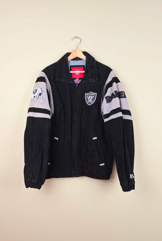 Vintage NFL LA Raiders Black Suede Leather Jacket Size M  selected by The Igala NYC
