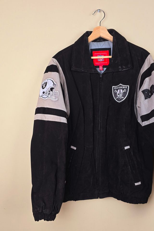 Vintage NFL LA Raiders Black Suede Leather Jacket Size M  selected by The Igala NYC #1