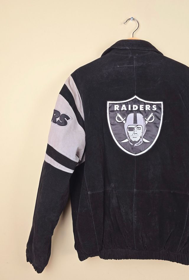 Vintage NFL LA Raiders Black Suede Leather Jacket Size M  selected by The Igala NYC #3