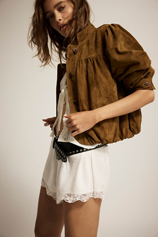 Nimbus Suede Jacket at Free People in Olive Tapenade, Size: Small