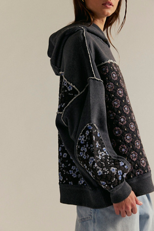 We The Free Get Ditsy Hoodie at Free People in Dark Heather Combo, Size: Small