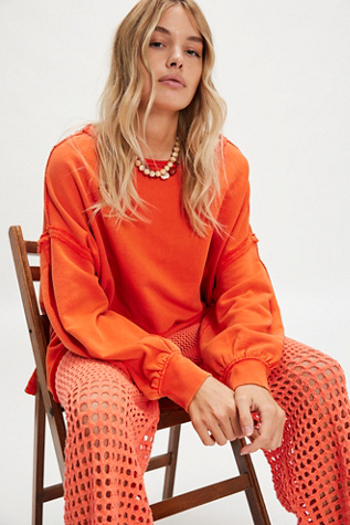 Sofia Sweatshirt by Free People in Orange, Size: XS