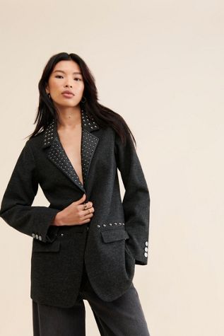 One Teaspoon Charcoal Studded Blazer