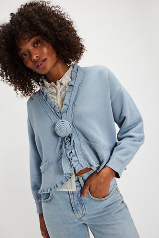 Spring Fling Sweatshirt by Free People in Blue, Size: XL