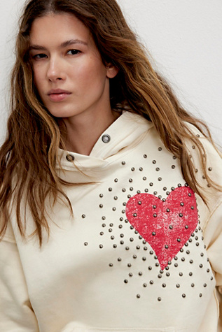 Tricia Fix Hearts Hardware Hoodie At Free People In Ivory Onyx Combo, Size: XS