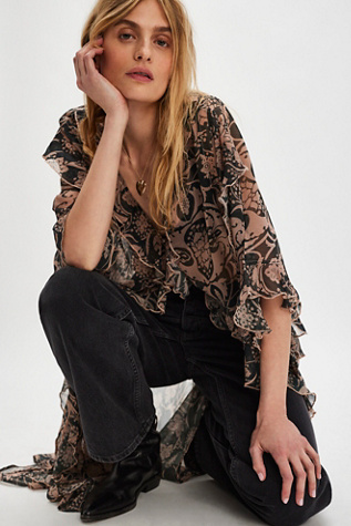 Duster imprimé Winter Valley par Free People en Bleu, pour femme