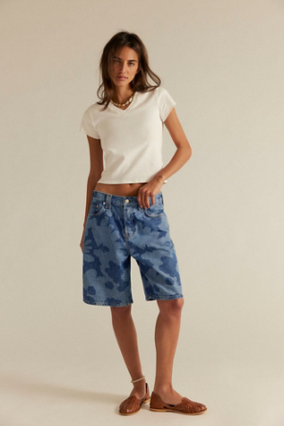We The Free Montana Printed Shorts at Free People in Medium Wash, Size: 32