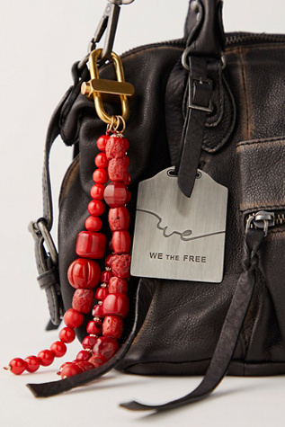 Prismatic Beaded Bag Charm by Free People in Red