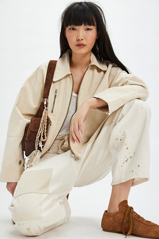 We The Free Sally Solid Canvas Jacket at Free People in White, Size: XL