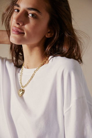 Puffy Heart Convertible Chain Necklace At Free People In Gold