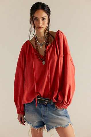 We The Free Lunar Tee at Free People in High Risk Red, Size: Medium