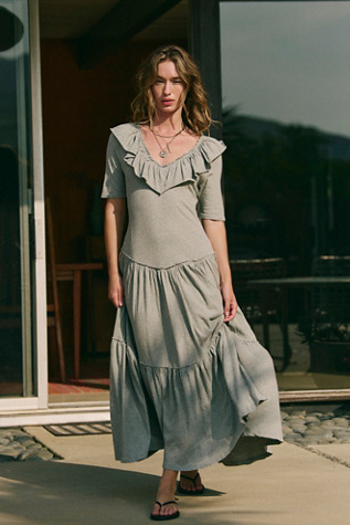 Phaedra Midi Dress by free-est at Free People in Heather Grey Combo, Size: Small