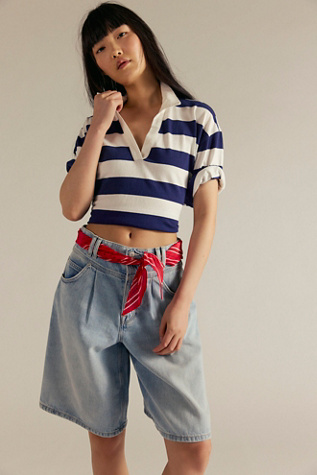 We The Free Interstate Slouchy Denim Shorts at Free People in Light Wash, Size: 26