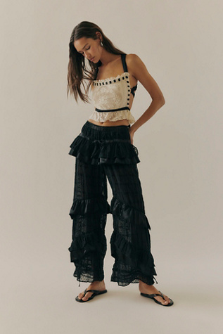 Belle Ruffle Pants by Free People in Black, Size: XL
