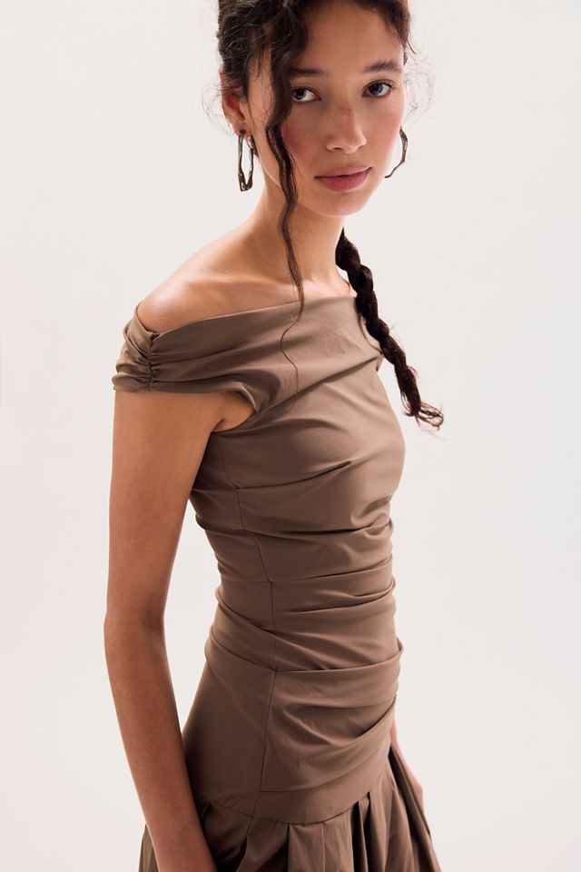 brown disney princess dress BLAINE LONG SLEEVE MAXI DRESS main image 1