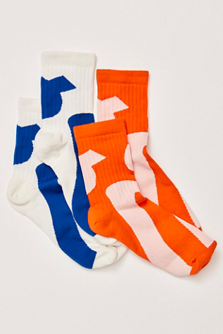 On Liquid Logo High Socks Pack at Free People in Ivory/Flame, Size: XS